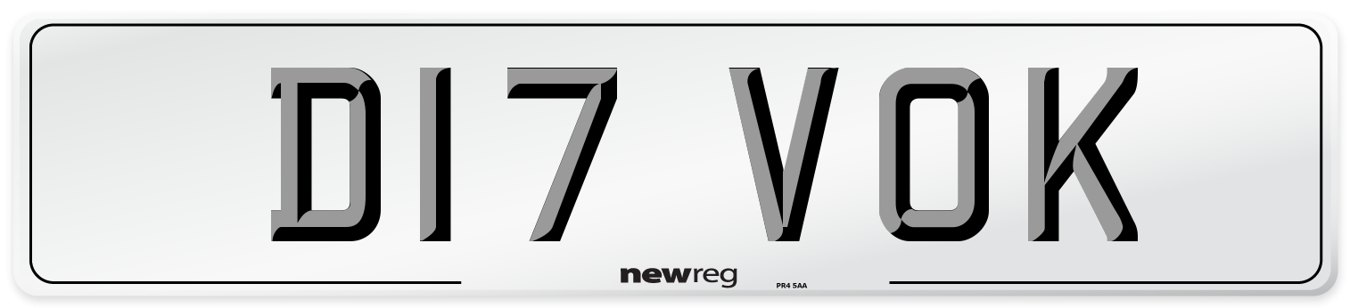 D17 VOK Number Plate from New Reg